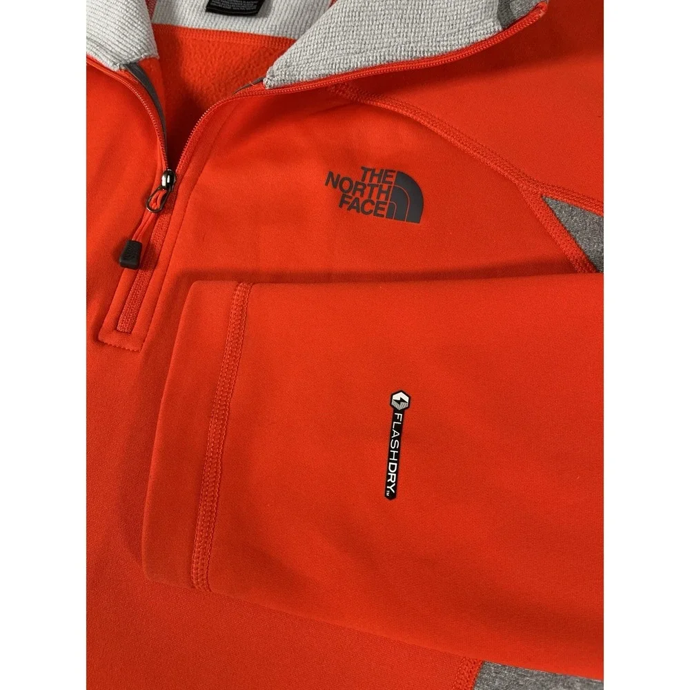 The North Face Flash Dry Orange Fleece Lined Quarter Zip Pullover Men's Medium‎